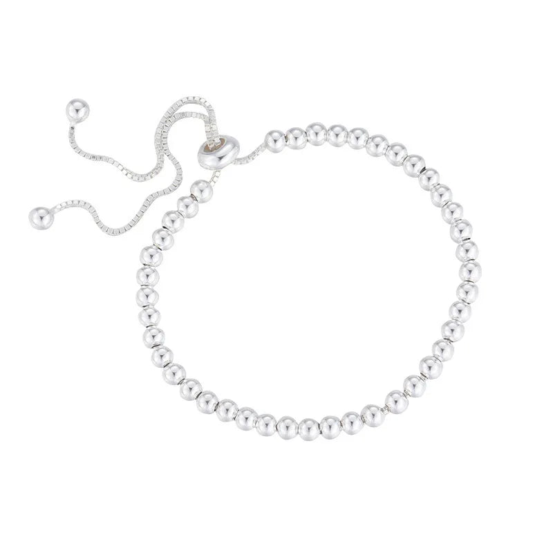 925 Sterling Silver Metal Bracelets for Women Men Beads