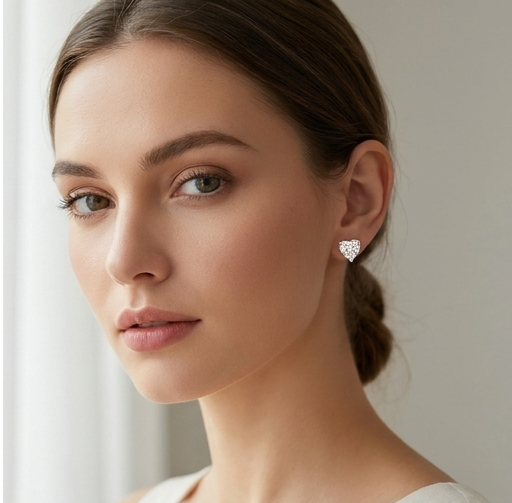 D-Color VVS1 Heart Cut Moissanite Stud Earrings in 925 Sterling Silver Hypoallergenic. 