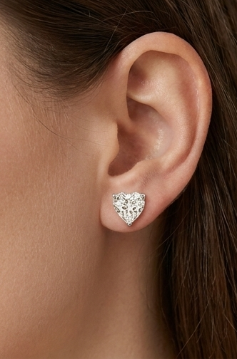 D-Color VVS1 Heart Cut Moissanite Stud Earrings in 925 Sterling Silver Hypoallergenic. 