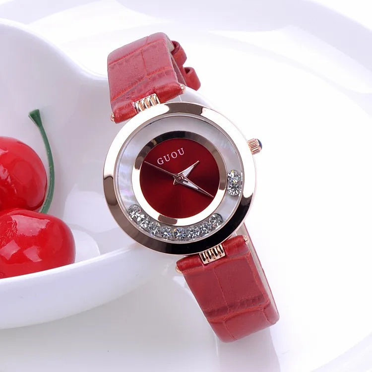Women Rolling Drill Watch Luxury Leather