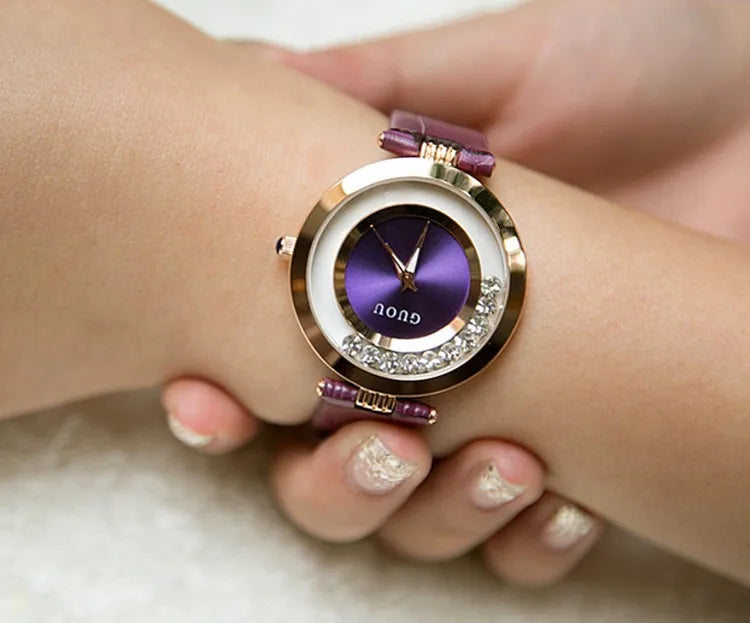 Women Rolling Drill Watch Luxury Leather