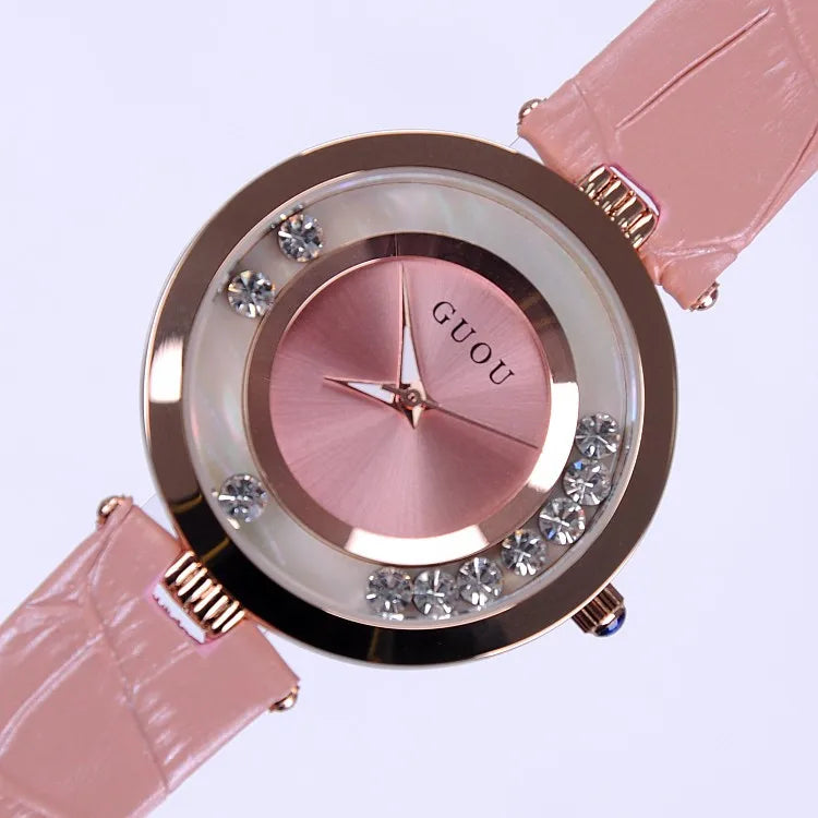 Women Rolling Drill Watch Luxury Leather