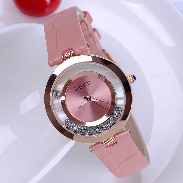 Women Rolling Drill Watch Luxury Leather