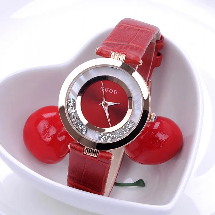 Women Rolling Drill Watch Luxury Leather