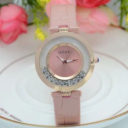Women Rolling Drill Watch Luxury Leather