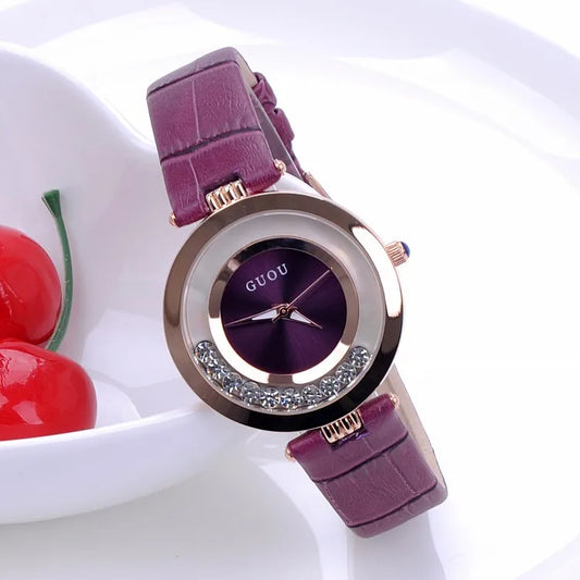 Women Rolling Drill Watch Luxury Leather