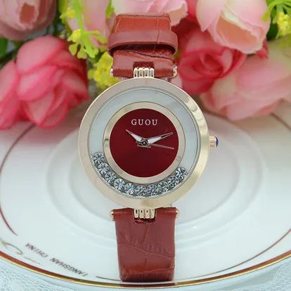Women Rolling Drill Watch Luxury Leather