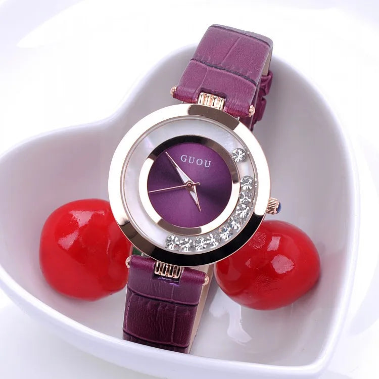 Women Rolling Drill Watch Luxury Leather