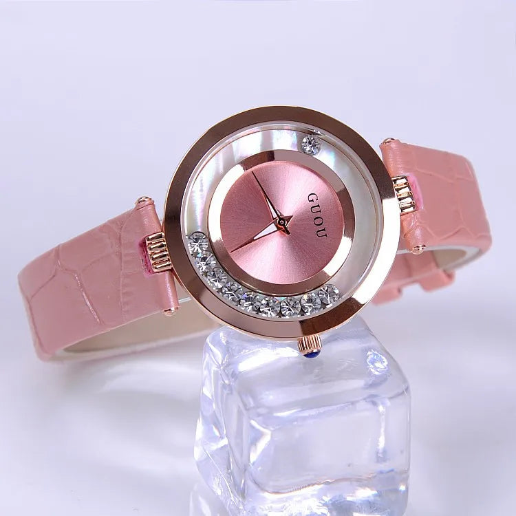 Women Rolling Drill Watch Luxury Leather