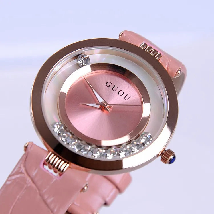 Women Rolling Drill Watch Luxury Leather