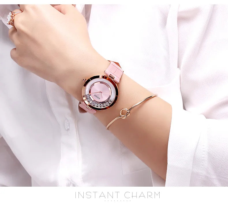 Women Rolling Drill Watch Luxury Leather