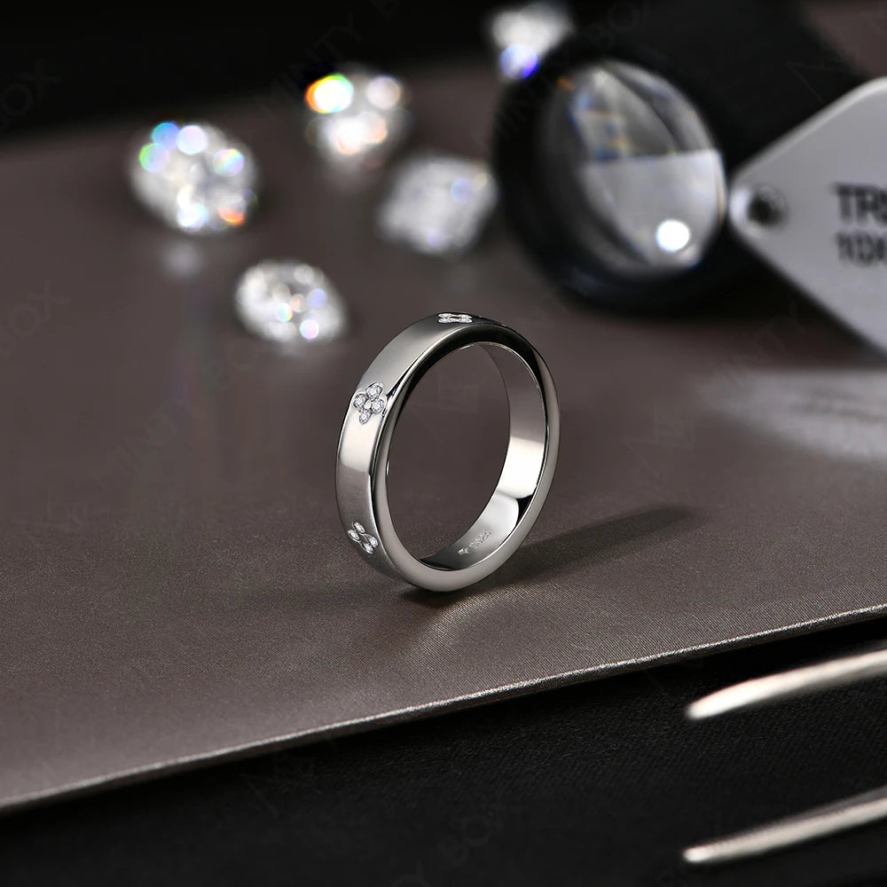 18k Gold Plated Diamond Wedding Band Ring For Women S925 Silver Engagement Party Fine Jewelry Gift