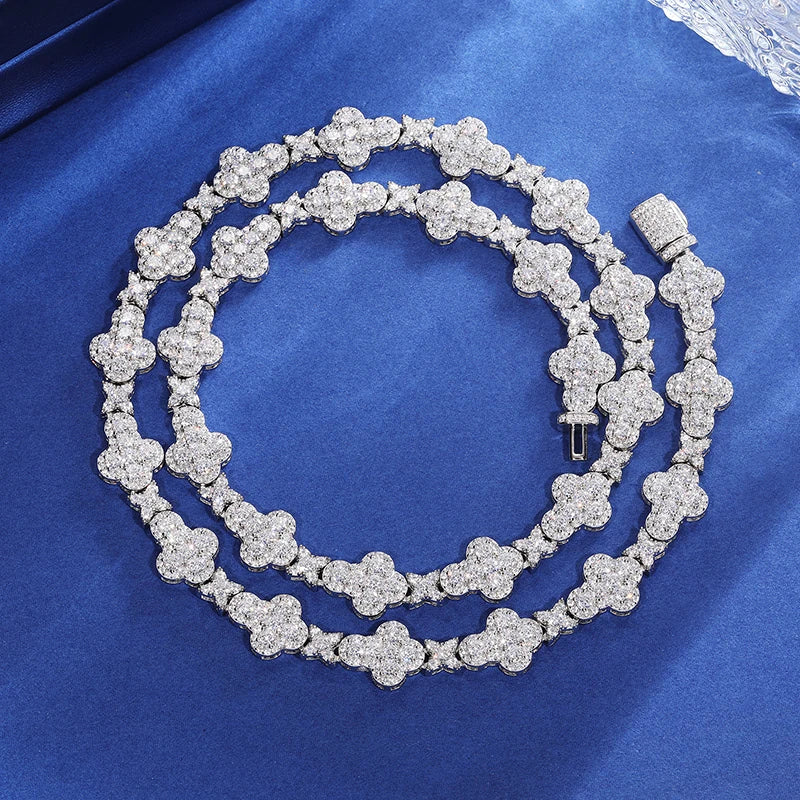 925 Sterling Silver Star Round Moissanite Tennis Chain