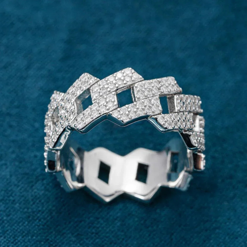 Cuban Moissanite Ring - 925 Silver - D Colour - VVS1
