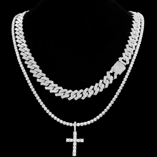 14MM Prong Cuban Necklace For Men Women