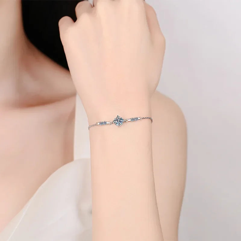 1 Carat Moissanite 925 Sterling Silver Women Bracelet