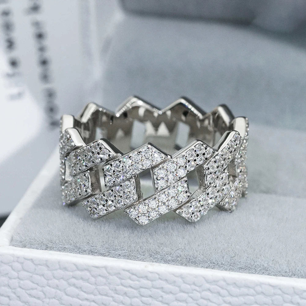 Cuban Moissanite Ring - 925 Silver - D Colour - VVS1