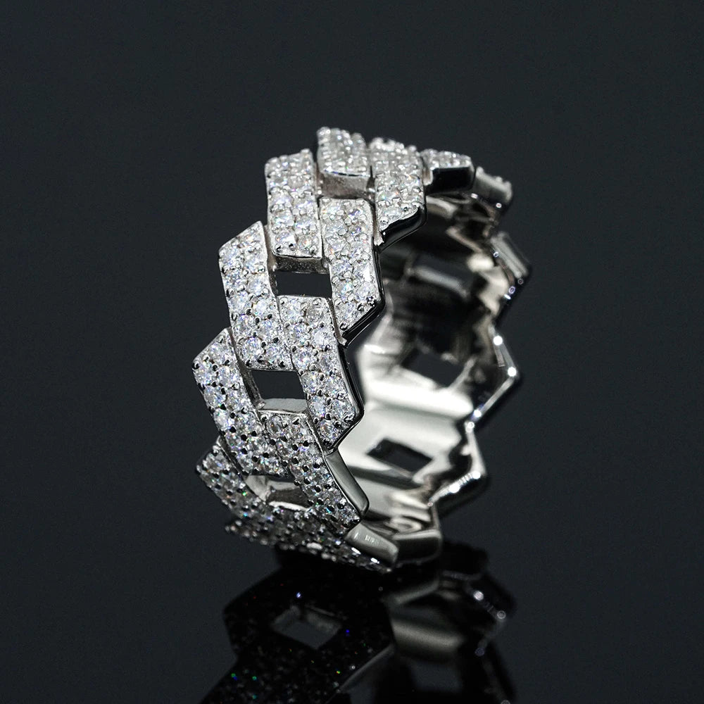 Cuban Moissanite Ring - 925 Silver - D Colour - VVS1