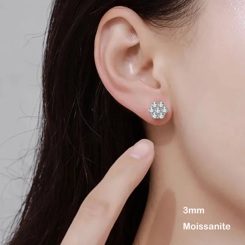 EWYA 925 Sterling Silver Moissanite Stud Earrings
