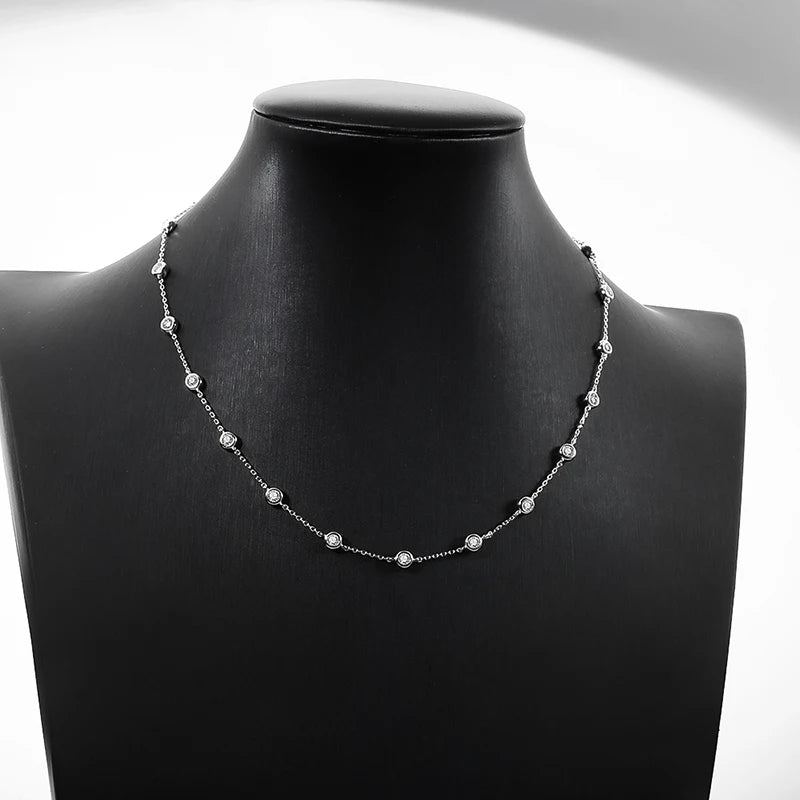 Smyoue 2cttw Genuine Moissanite Tennis Necklace for Women