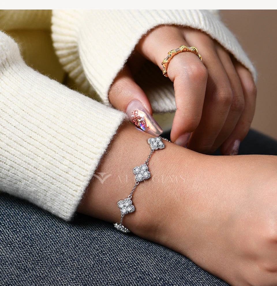 ATTAGEMS Full Moissanite Diamond Bracelet DVVS1 For Women 925