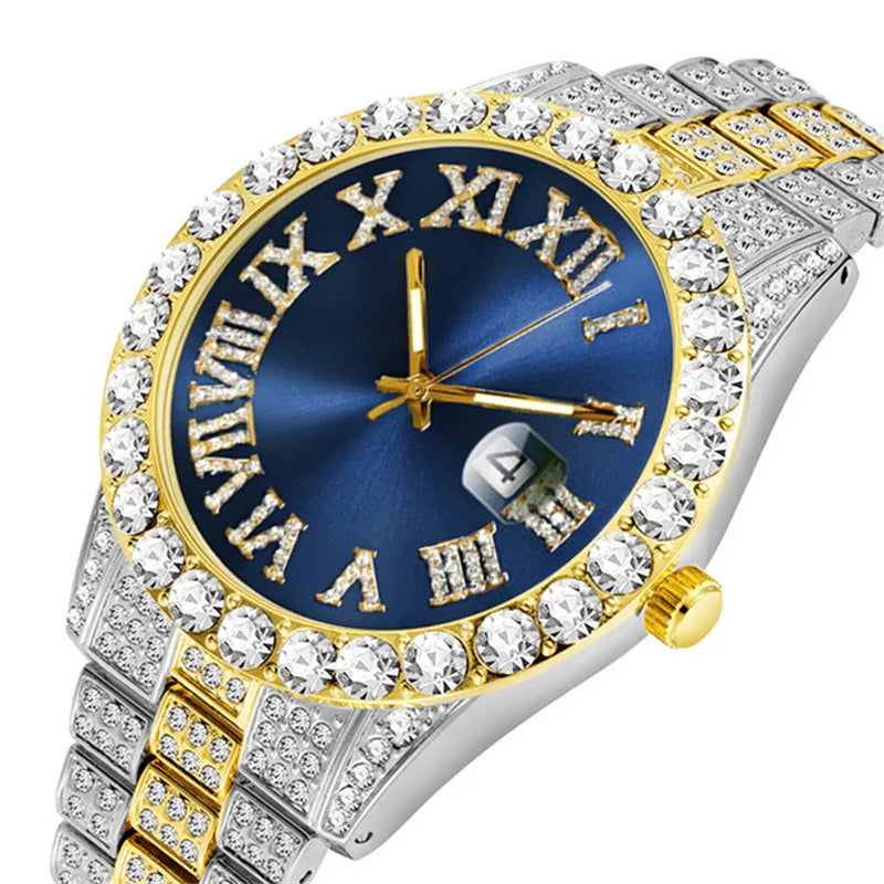 Emerald Numeral Dial Diamond Simulant Watch - Silver