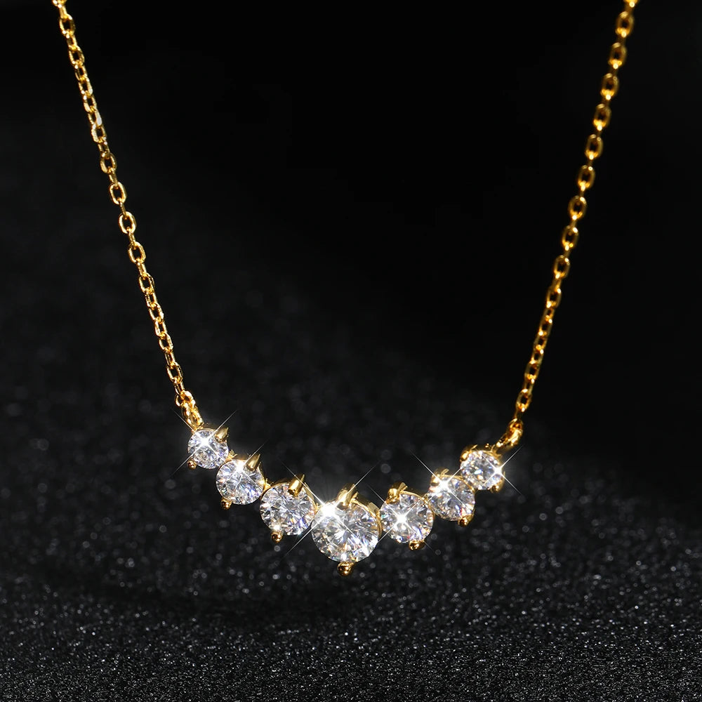 VVS1 Moissanite Pendant Necklaces for Women Trendy Party Jewelry GRA Certified 925 Sliver Plated Yellow Gold Necklace