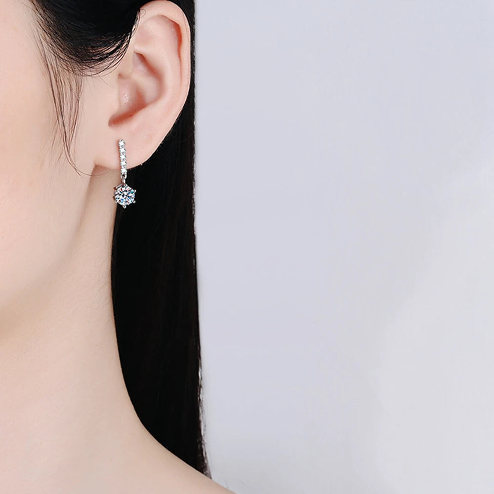 KNOBSPIN 1ct D Color Moissanite Earrings for Women