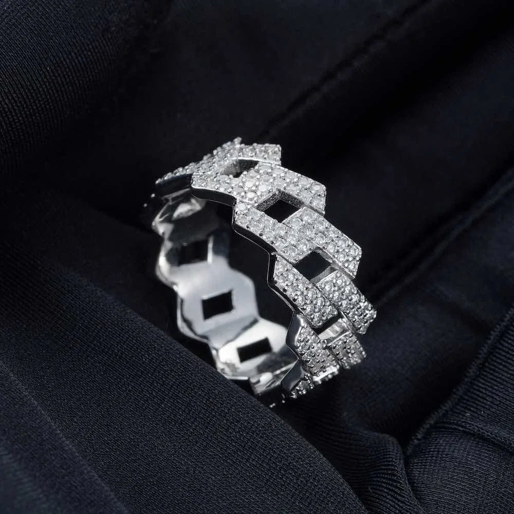 Cuban Moissanite Ring - 925 Silver - D Colour - VVS1