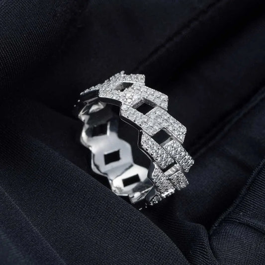 Cuban Moissanite Ring - 925 Silver - D Colour - VVS1