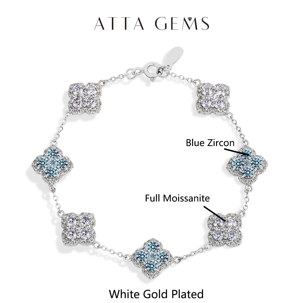 ATTAGEMS Full Moissanite Diamond Bracelet DVVS1 For Women 925