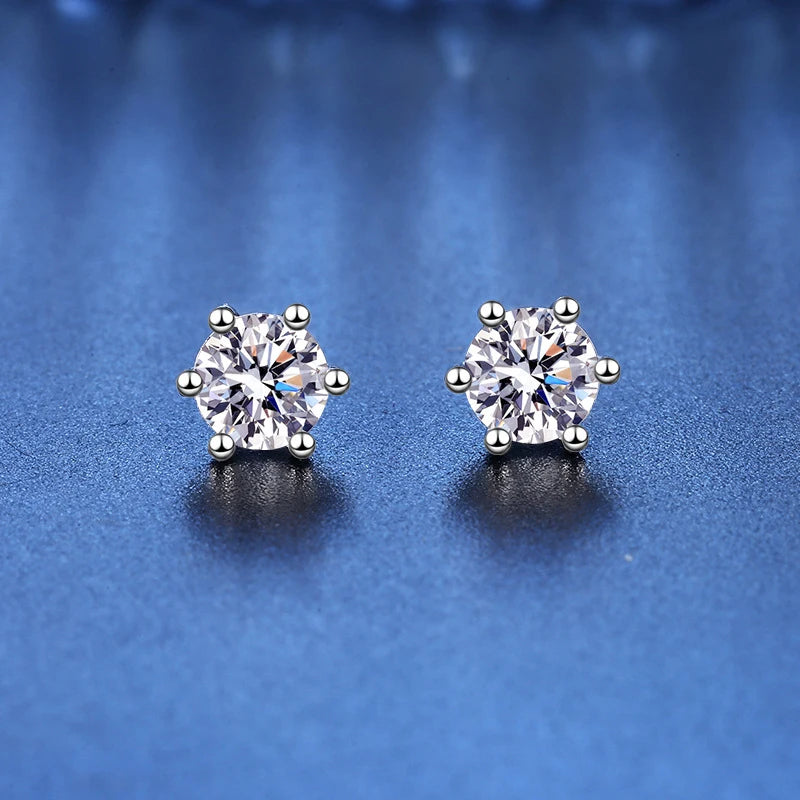 Moissanite Stud Earrings - 925 Silver Men Women 18K Platinum Plated