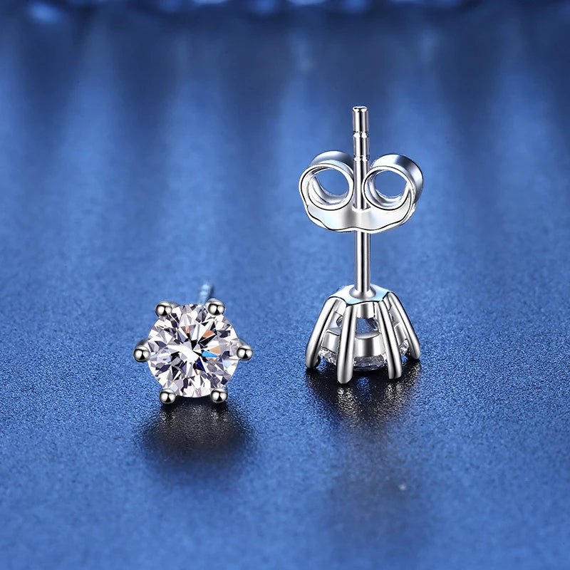 Moissanite Stud Earrings - 925 Silver Men Women 18K Platinum Plated