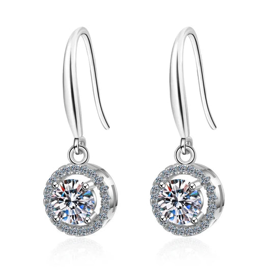 1 Carat D Color Moissanite S925 Silver Drop Earrings Women