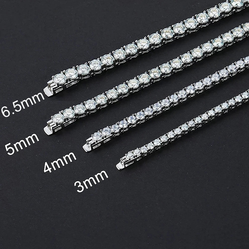 Moissanite Tennis Necklace With certificate For Women Men 925 Sterling Silver plate gold 3/5/6.5mm Diamond Neckchain Bracelet