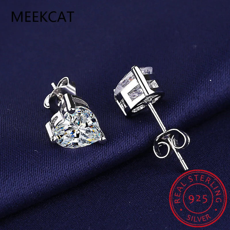 Heart Moissanite Earrings D Color VVS1