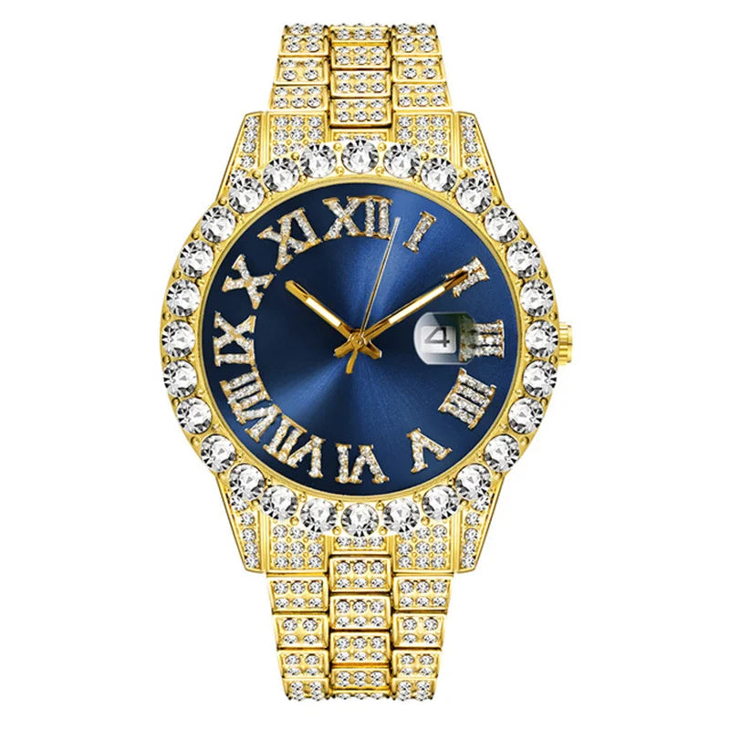 Emerald Numeral Dial Diamond Simulant Watch - Silver