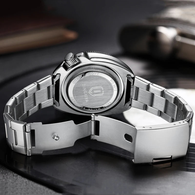 Brand New Fashion Design Date Quartz Watch for Men Stainless Steel Waterproof Luminous Mens Watches Relogio Masculino