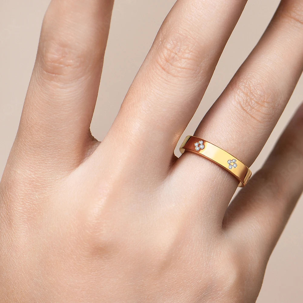 18k Gold Plated Diamond Wedding Band Ring For Women S925 Silver Engagement Party Fine Jewelry Gift