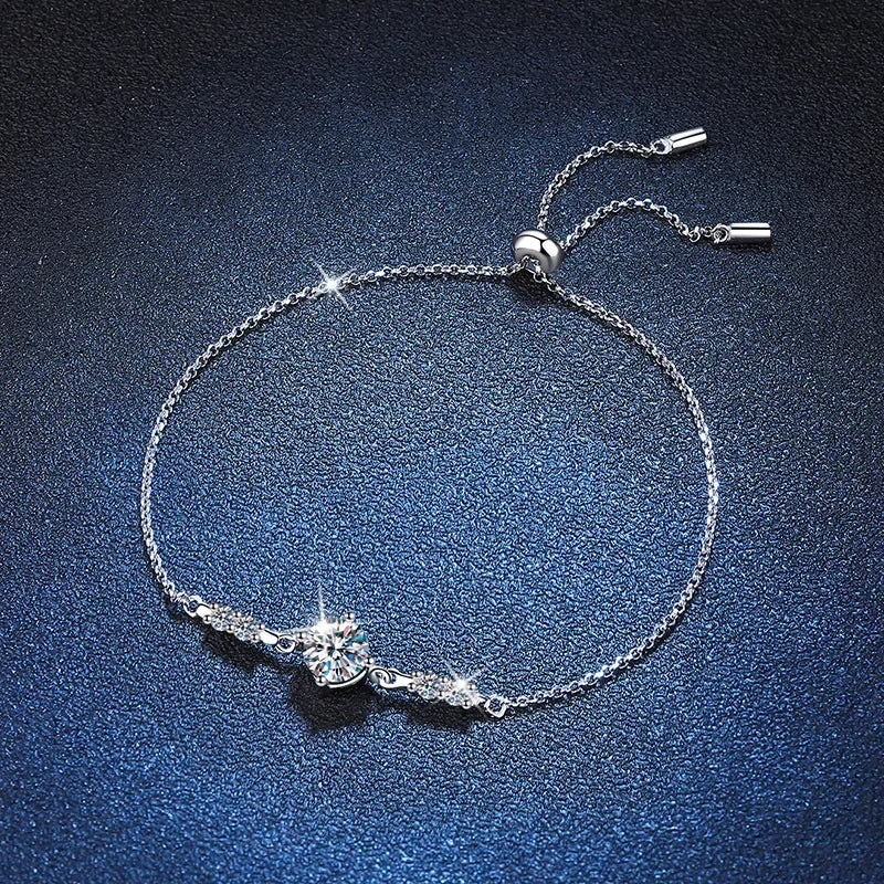 1 Carat Moissanite 925 Sterling Silver Women Bracelet