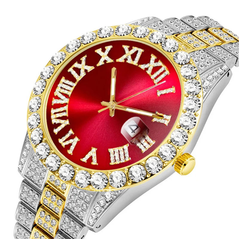 Emerald Numeral Dial Diamond Simulant Watch - Silver