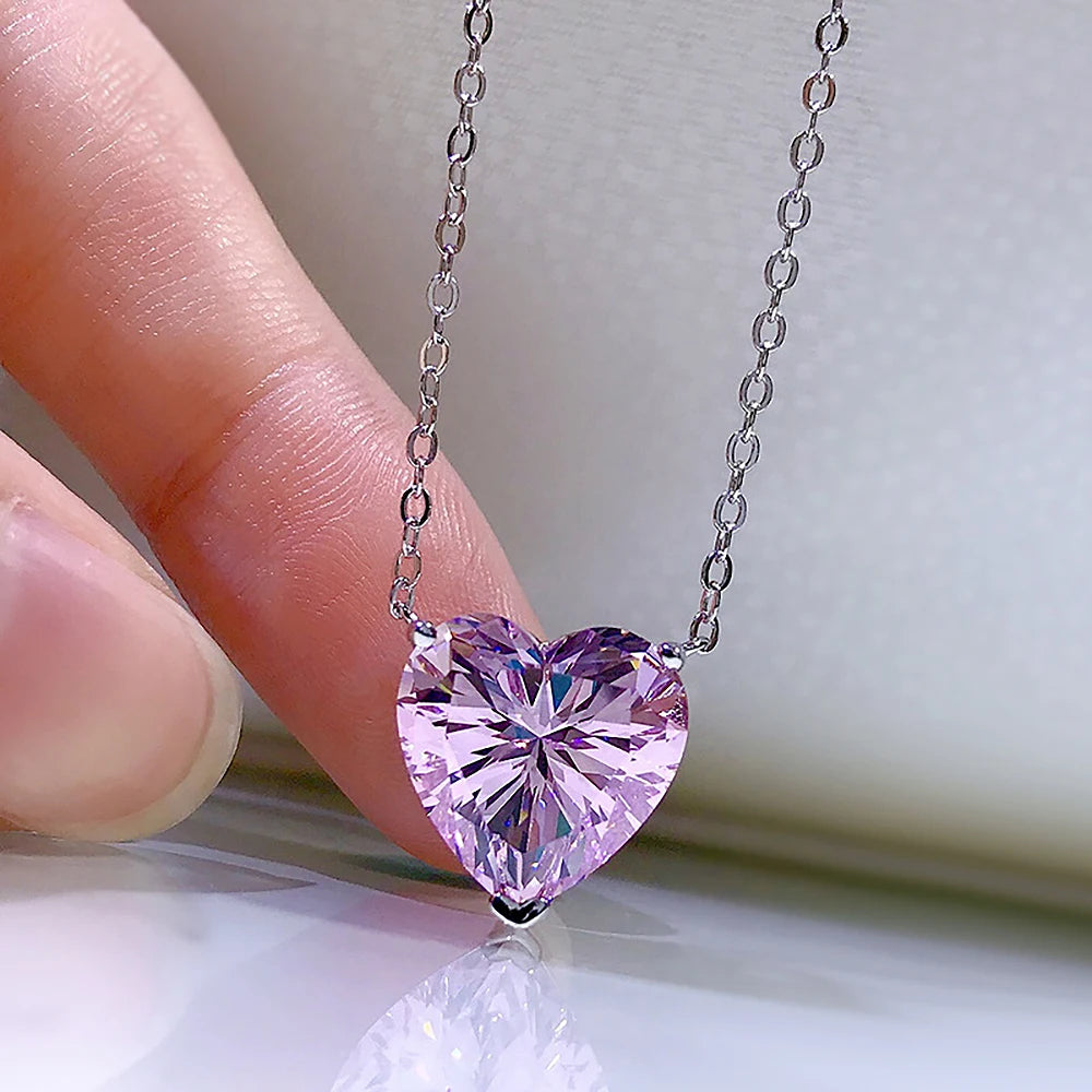 4CT Heart Shape Moissanite Pendant Necklace