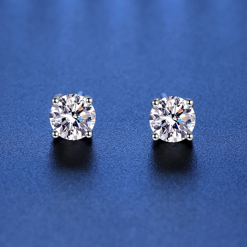 Moissanite Stud Earrings - 925 Silver Men Women 18K Platinum Plated