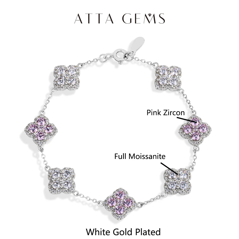 ATTAGEMS Full Moissanite Diamond Bracelet DVVS1 For Women 925
