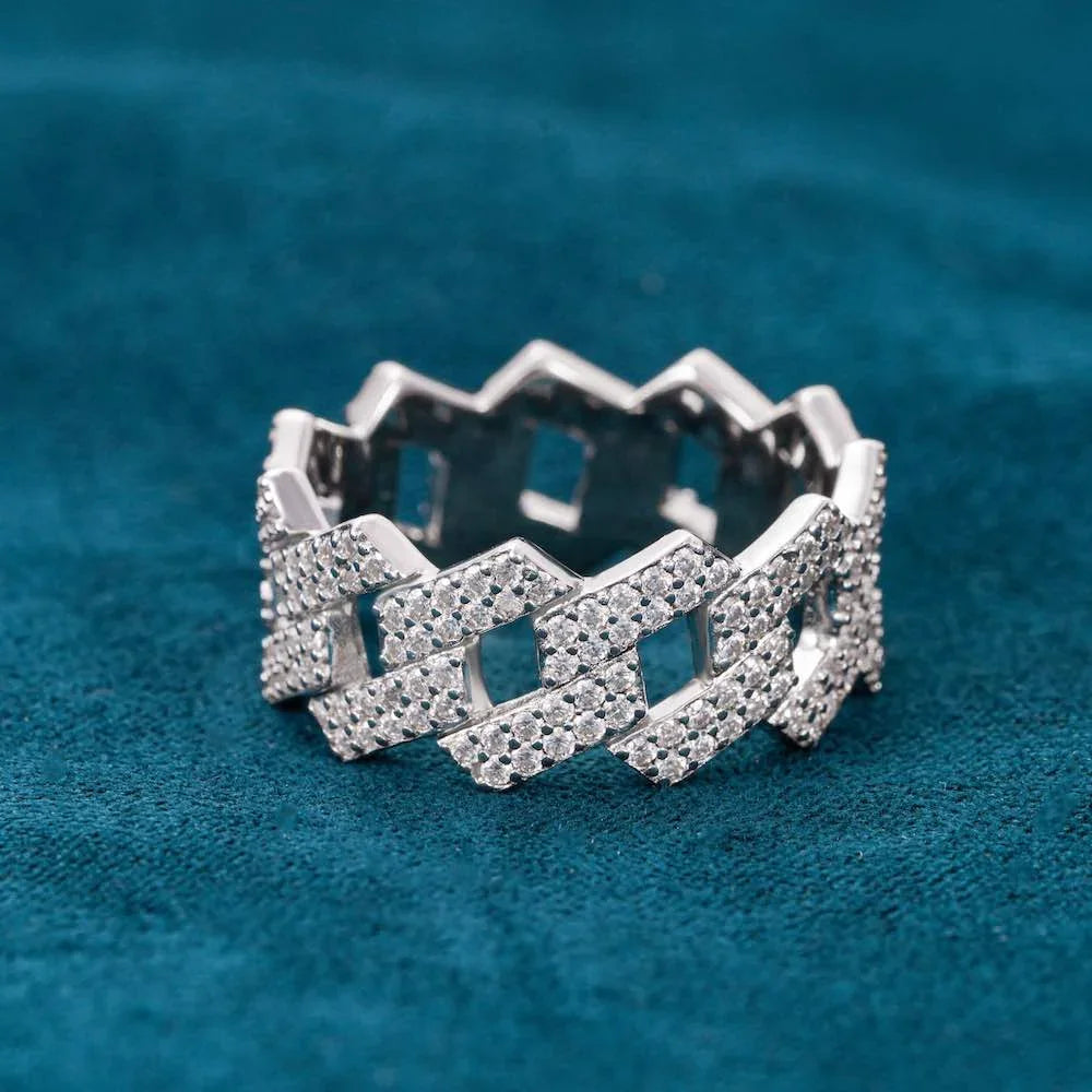 Cuban Moissanite Ring - 925 Silver - D Colour - VVS1