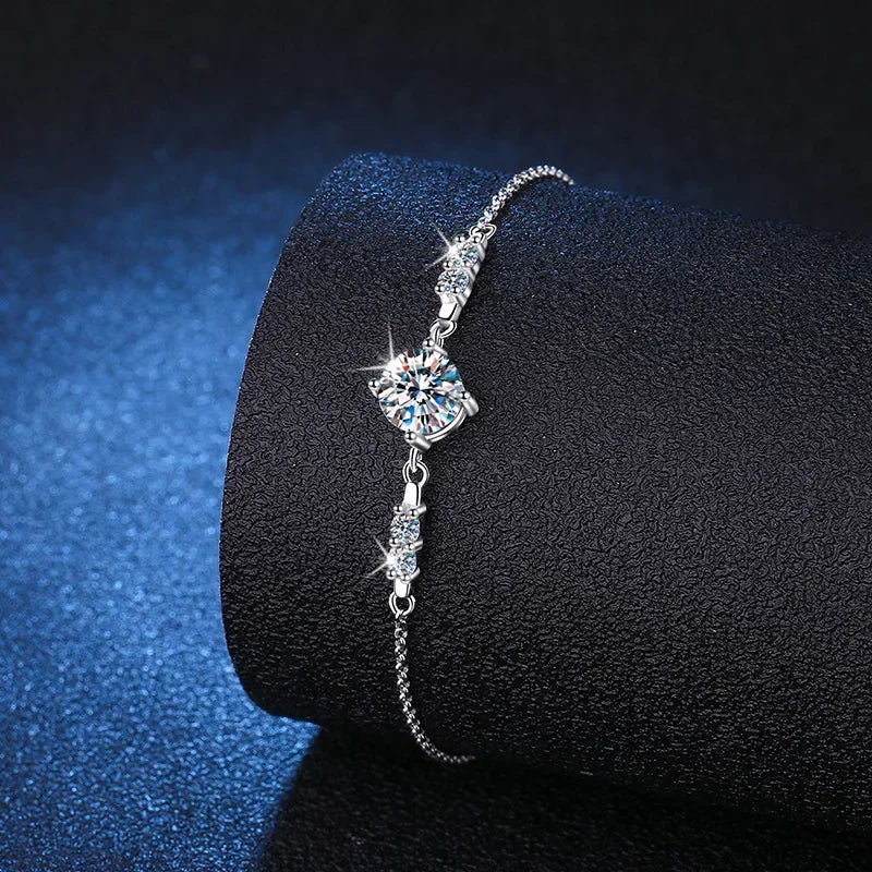 1 Carat Moissanite 925 Sterling Silver Women Bracelet