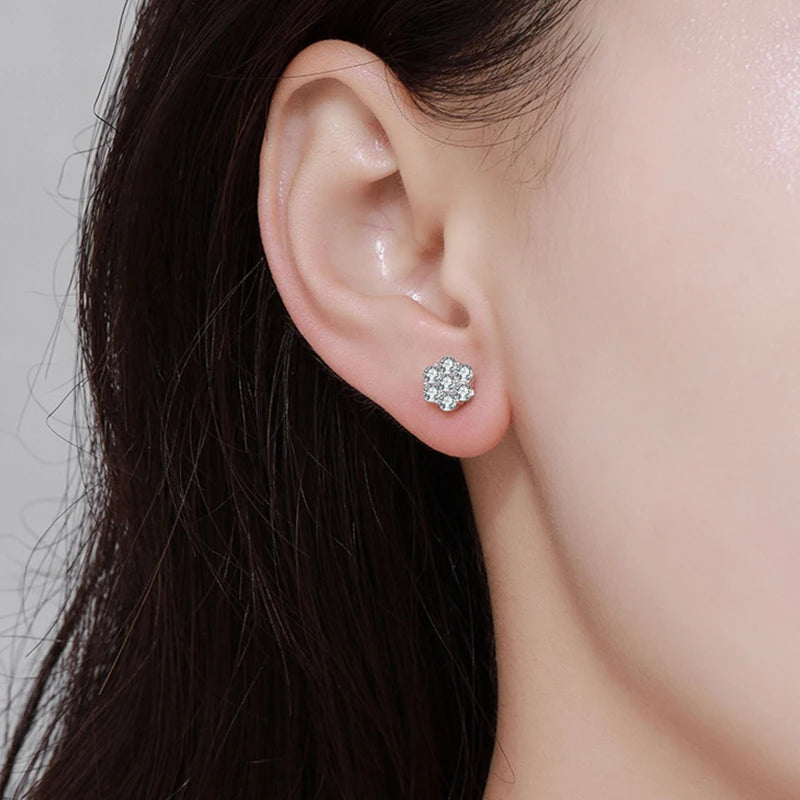 EWYA 925 Sterling Silver Moissanite Stud Earrings
