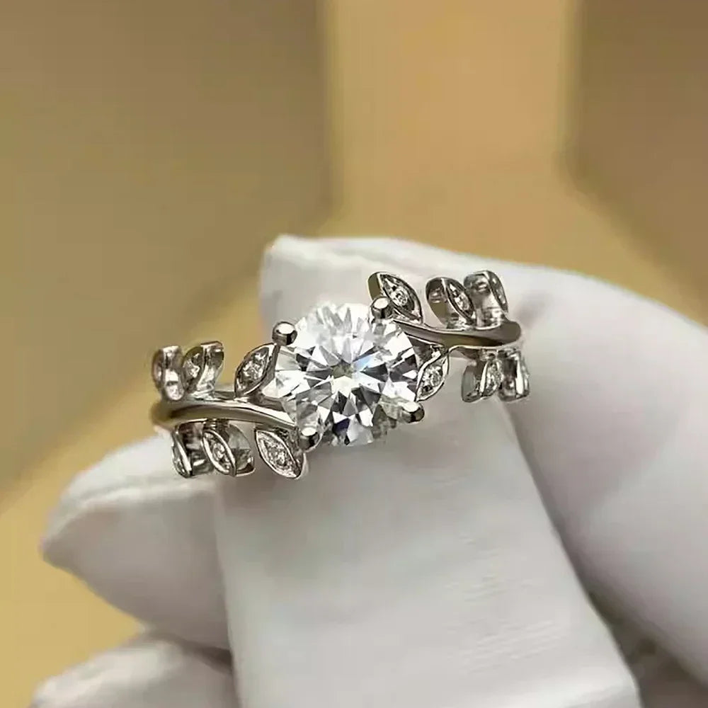 Moissanite engagement ring for woman 925 sterling silver plated