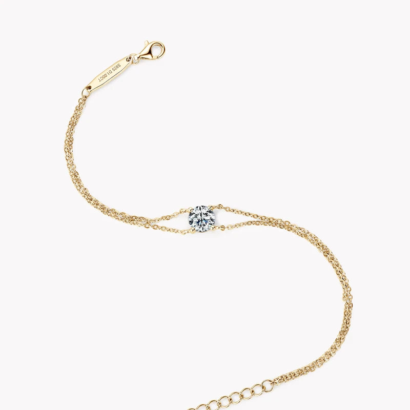 Moissanite Bracelet 925 Sterling Silver Certified Double Chain Bracelets For Women Charm Wedding Jewelry Gift