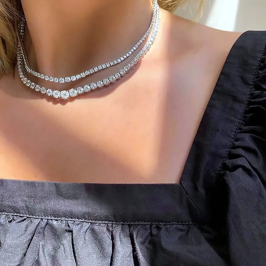 3-5mm  Moissanite Baguette Tennis Chain - 925 Silver VVS1 Women/Men